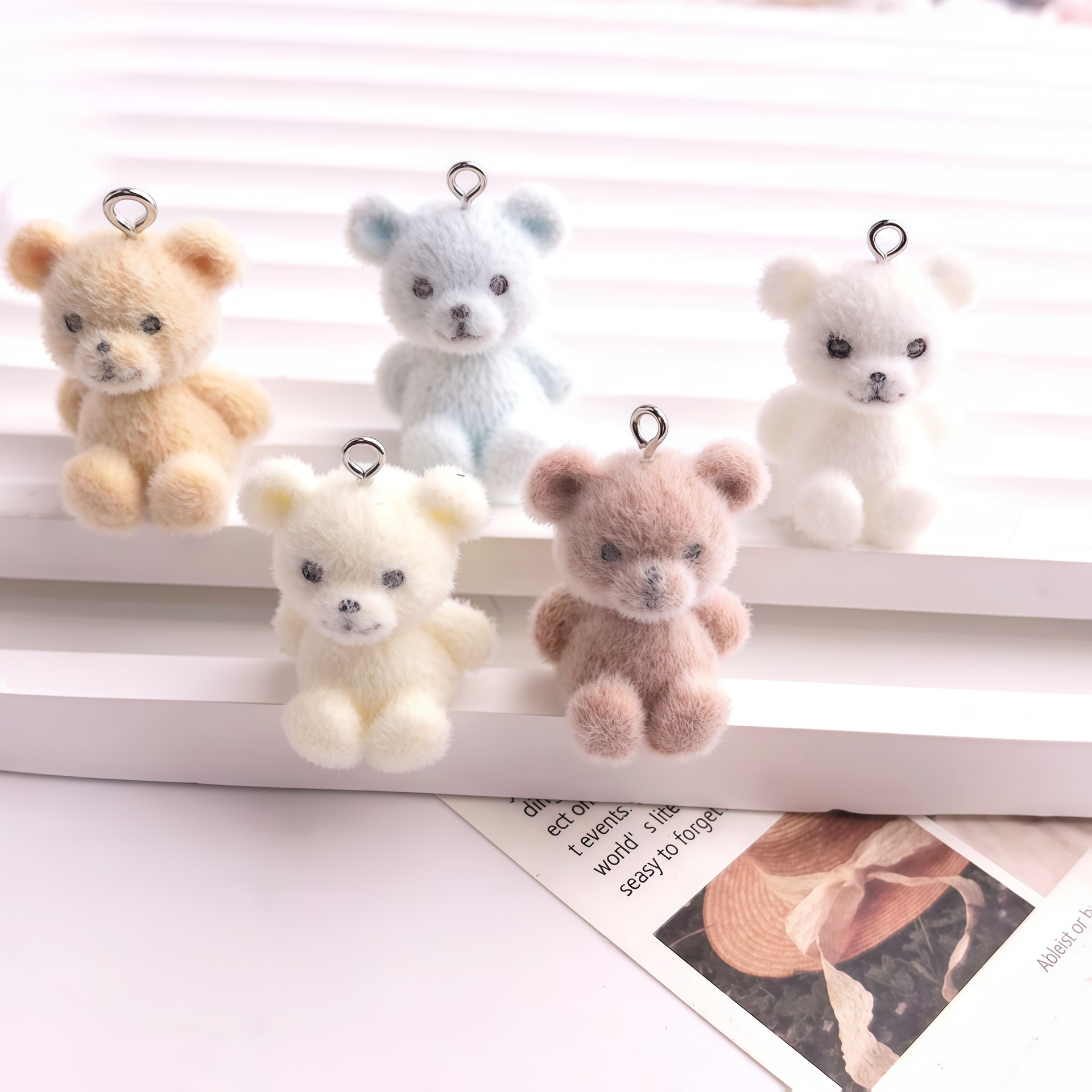 3D Printing Earrings - 5개 3D 플로킹 곰 레진 참