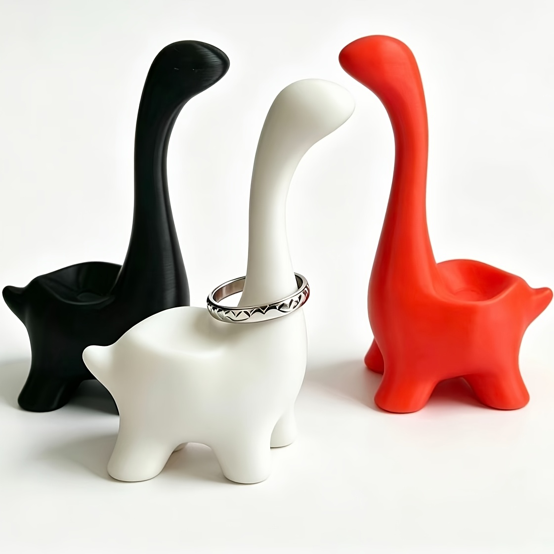 3D Printing Jewelry - 2Pcs 간단한 긴 목 공룡 링