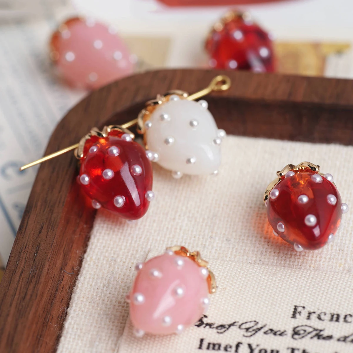 3D Printing Jewelry - 2Pcs 컬러 인쇄 3D 만화 딸기