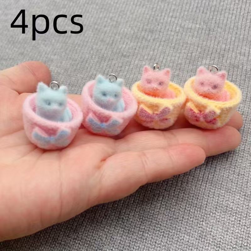 4개입 3D 플러시 레진 고양이 펜던트, DIY 쥬얼리 - 3D Printing Earrings 리뷰 및 가격