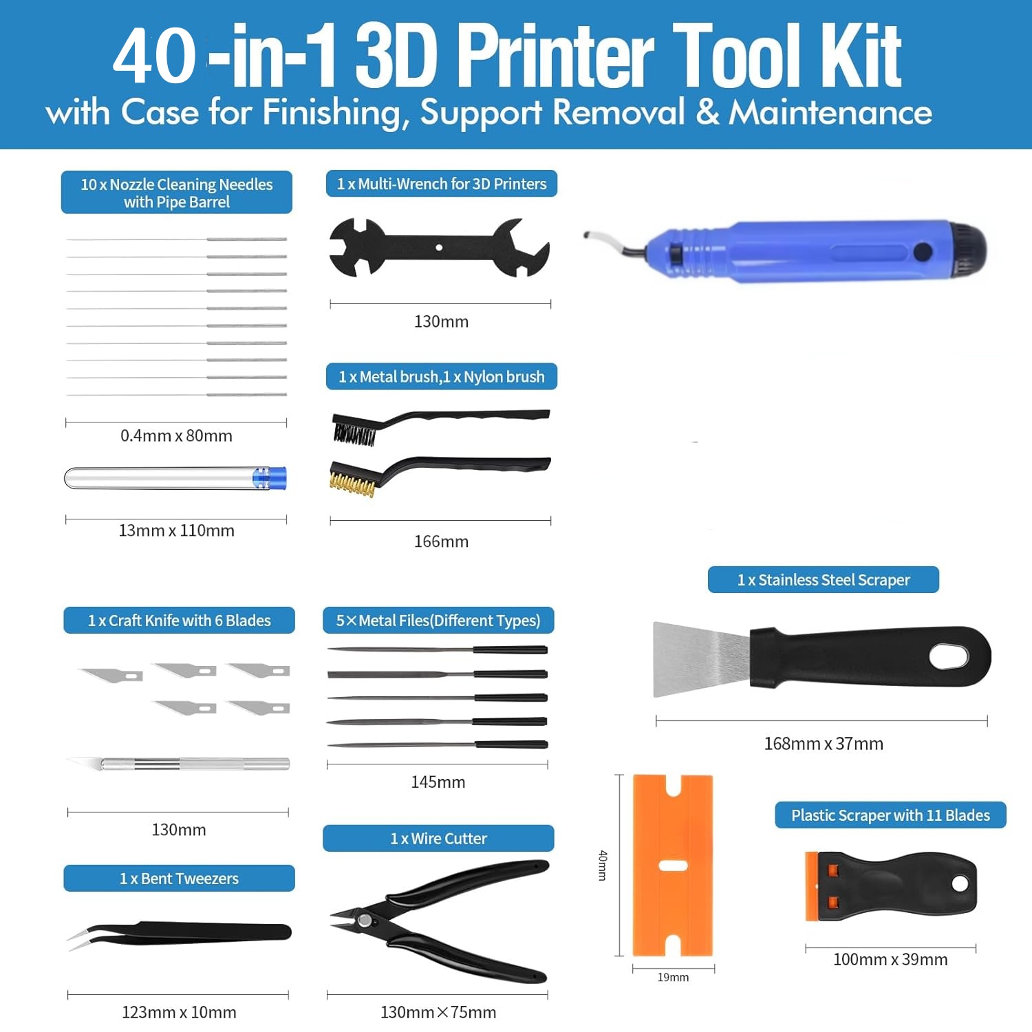 40개 3D 프린터 도구, 스크레이퍼, 파일, 와이어  - 3D Printing File 리뷰 및 가격