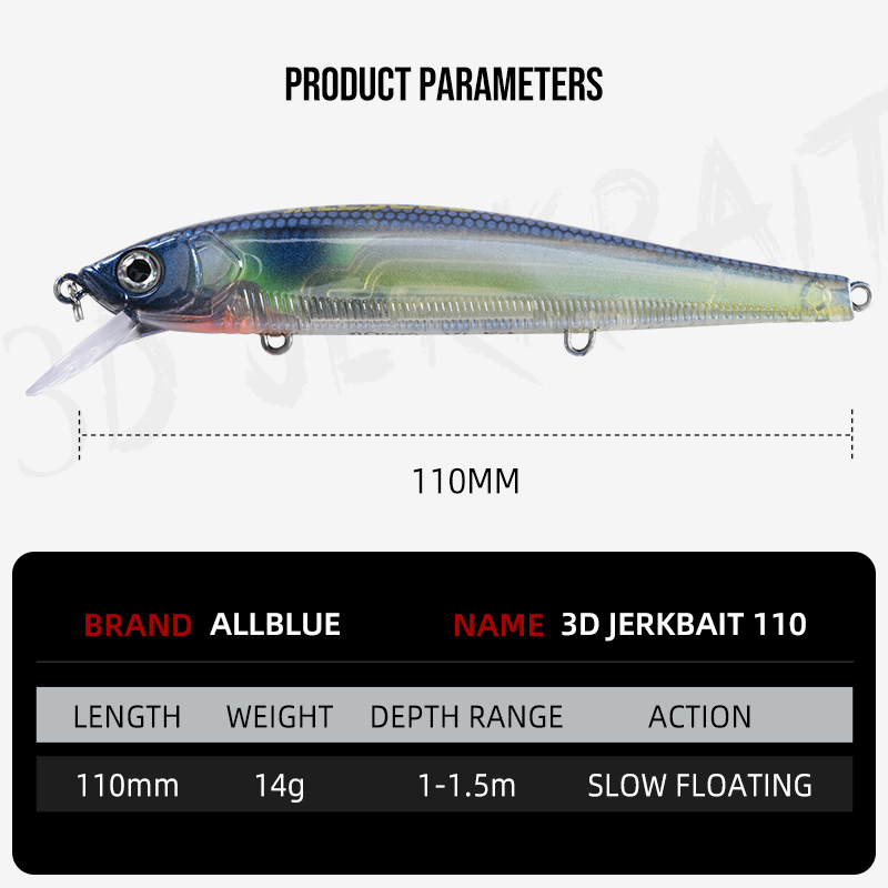 올블루 3D 저크베이트 워블러 낚시 루어 110mm 1 - 3D Printing Lure 리뷰 및 가격