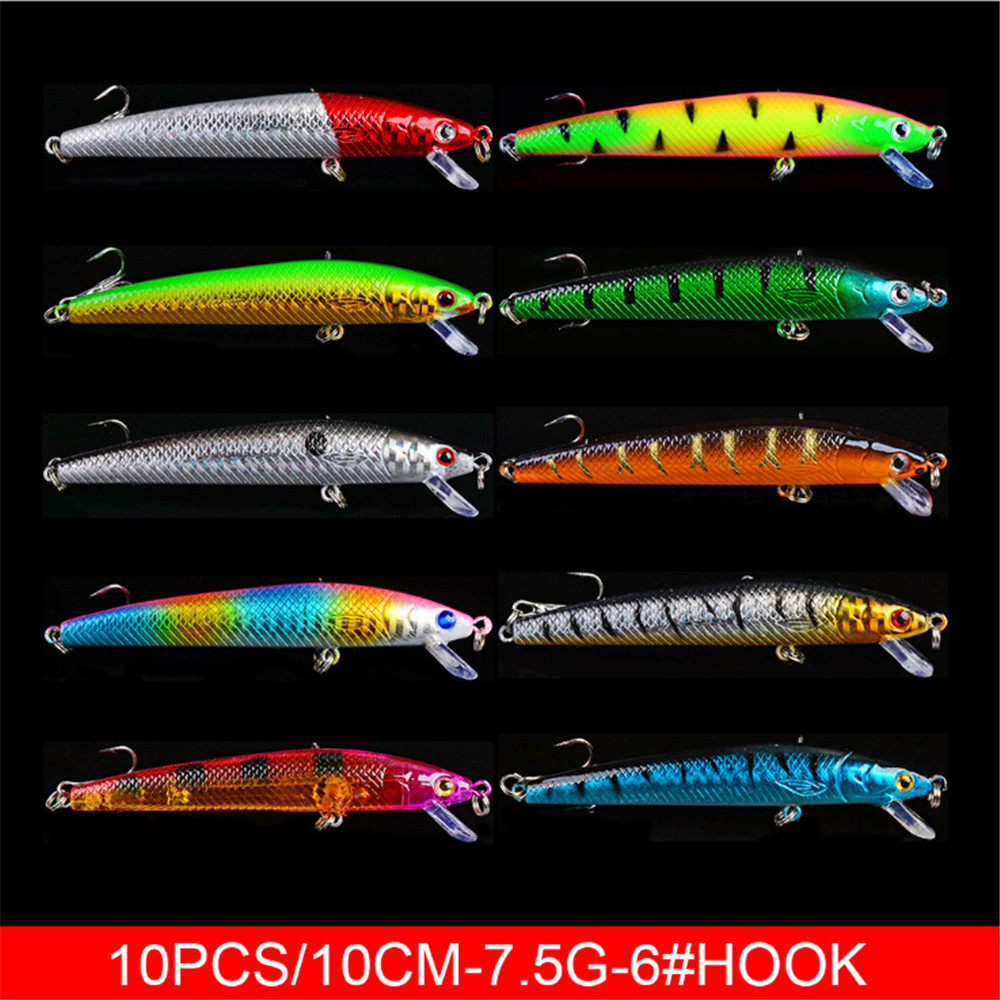 20 개/몫 미노우 낚시 미끼 세트베이스 신선한 바닷물 - 3D Printing Lure 리뷰 및 가격