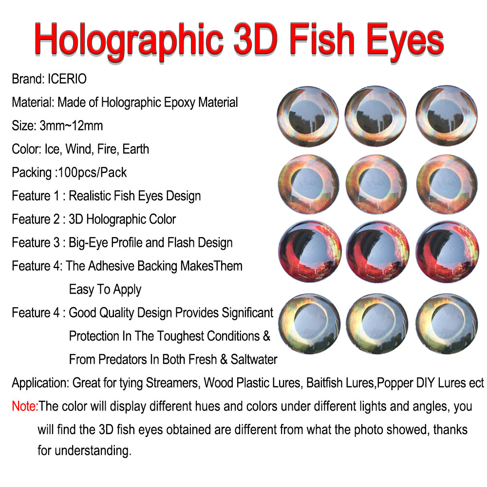 ICERIO 100PCS 홀로그램 3D 4D 물고기 눈 - 3D Printing Lure 리뷰 및 가격