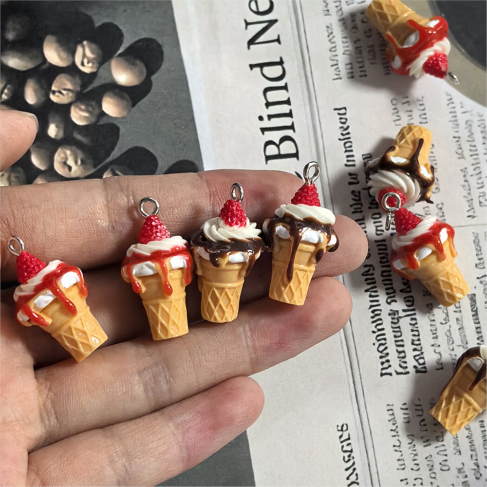 10Pcs 귀여운 3D 시뮬레이션 음식 아이스크림 수지 - 3D Printing Earrings 리뷰 및 가격